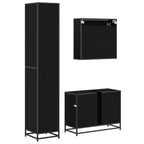 Badezimmermöbel-Set 3 pcs Schwarz Eichen-Optik Holzwerkstoff