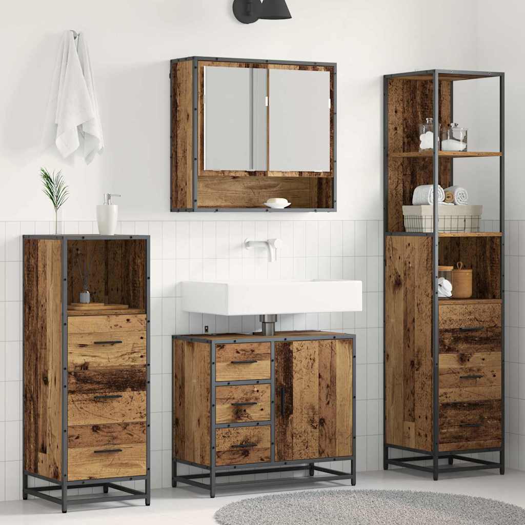 Badezimmermöbel-Set mit Schubladen 4 pcs Altholz Holzwerkstoff
