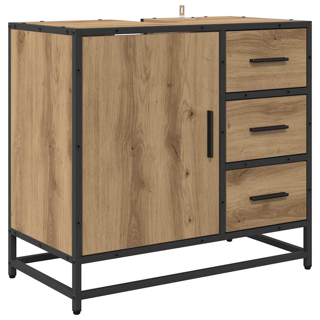 Badezimmermöbel-Set mit Regal 4 pcs Artisan-Eiche Holzwerkstoff