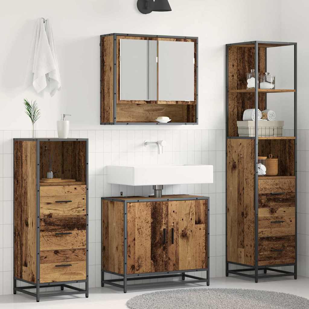 Badezimmermöbel-Set mit Schubladen 4 pcs Altholz Holzwerkstoff