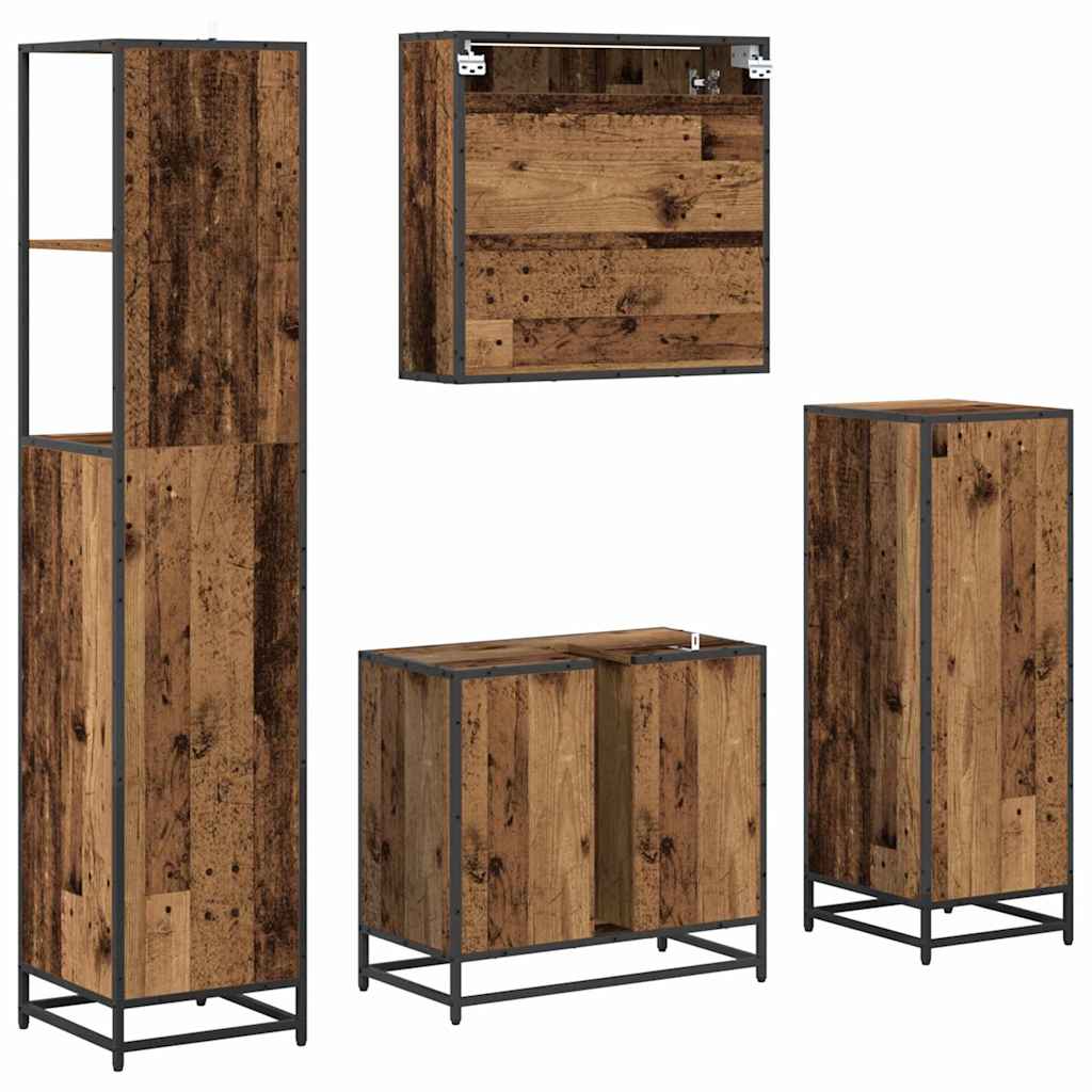Badezimmermöbel-Set mit Schubladen 4 pcs Altholz Holzwerkstoff