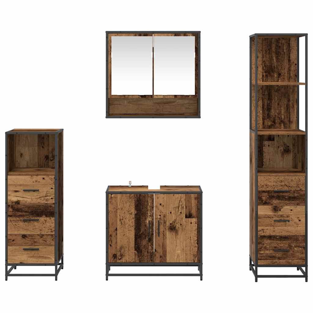 Badezimmermöbel-Set mit Schubladen 4 pcs Altholz Holzwerkstoff