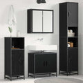 Badezimmermöbel-Set 3 pcs Schwarz Eichen-Optik Holzwerkstoff