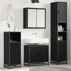 Badezimmermöbel-Set 3 pcs Schwarz Eichen-Optik Holzwerkstoff