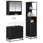 Badezimmermöbel-Set 3 pcs Schwarz Eichen-Optik Holzwerkstoff