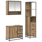Badezimmermöbel-Set mit Regal 3 pcs Artisan-Eiche Holzwerkstoff