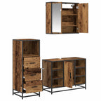 Badezimmermöbel-Set mit Schubladen 3 pcs Altholz Holzwerkstoff