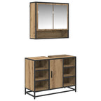 Badezimmermöbel-Set mit Regal 2 pcs Artisan-Eiche Holzwerkstoff