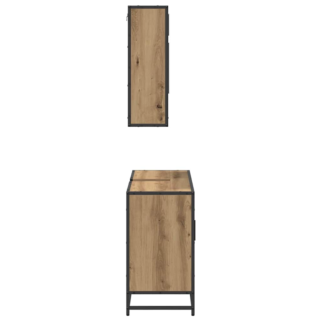 Badezimmermöbel-Set mit Regal 2 pcs Artisan-Eiche Holzwerkstoff