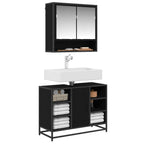 Badezimmermöbel-Set 2 pcs Schwarz Eichen-Optik Holzwerkstoff