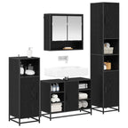 Badezimmermöbel-Set 4 pcs Schwarz Eichen-Optik Holzwerkstoff