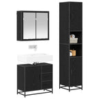 Badezimmermöbel-Set 3 pcs Schwarz Eichen-Optik Holzwerkstoff