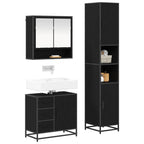 Badezimmermöbel-Set 3 pcs Schwarz Eichen-Optik Holzwerkstoff