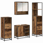 Badezimmermöbel-Set mit Schubladen 4 pcs Altholz Holzwerkstoff