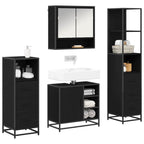Badezimmermöbel-Set 4 pcs Schwarz Eichen-Optik Holzwerkstoff