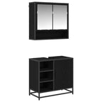 Badezimmermöbel-Set 2 pcs Schwarz Eichen-Optik Holzwerkstoff