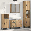 Badezimmermöbel-Set mit Regal 3 pcs Artisan-Eiche Holzwerkstoff