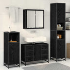 Badezimmermöbel-Set 3 pcs Schwarz Eichen-Optik Holzwerkstoff