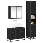Badezimmermöbel-Set 3 pcs Schwarz Eichen-Optik Holzwerkstoff