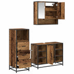 Badezimmermöbel-Set mit Schubladen 3 pcs Altholz Holzwerkstoff