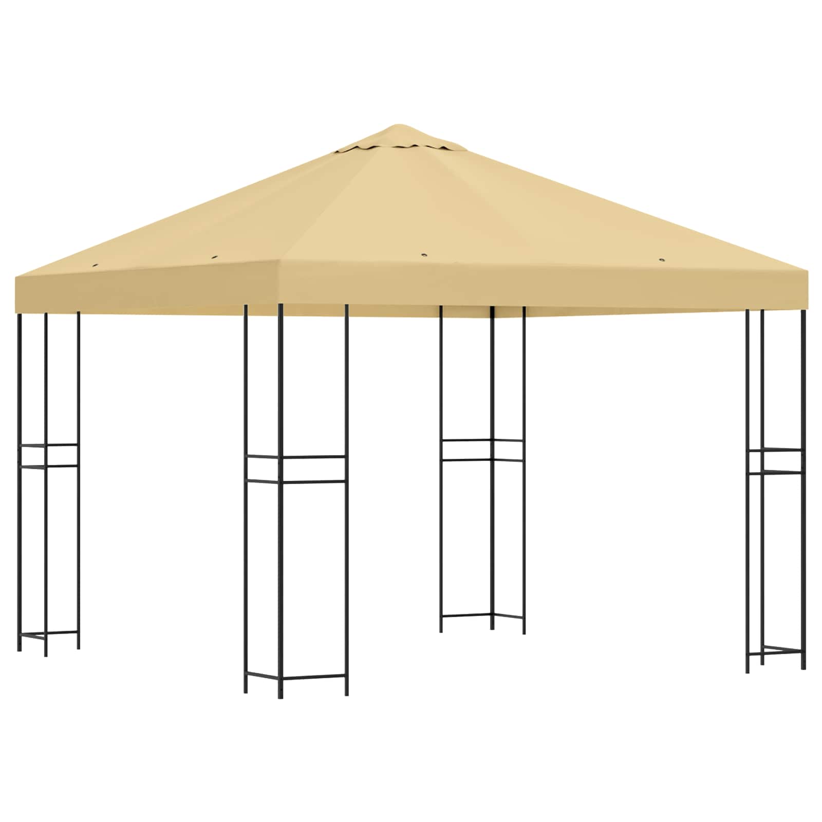 Pavillon 3 x 3 m Creme Polyester und Stahl 190 gsm
