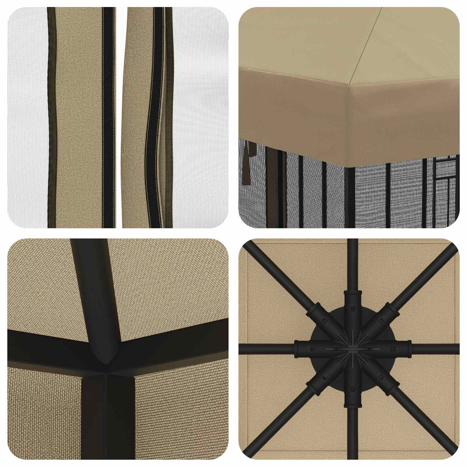 Garten Pavillon mit Seitenwänden 3 x 3 m Beige