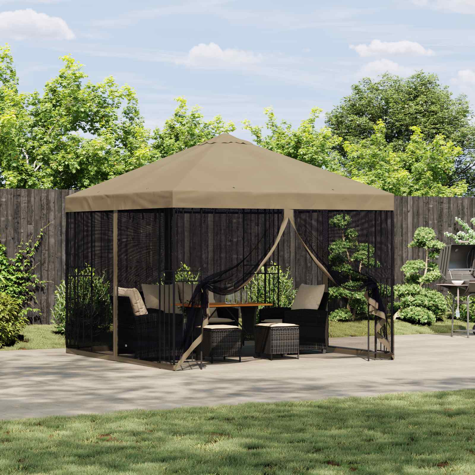Garten Pavillon mit Seitenwänden 3 x 3 m Beige