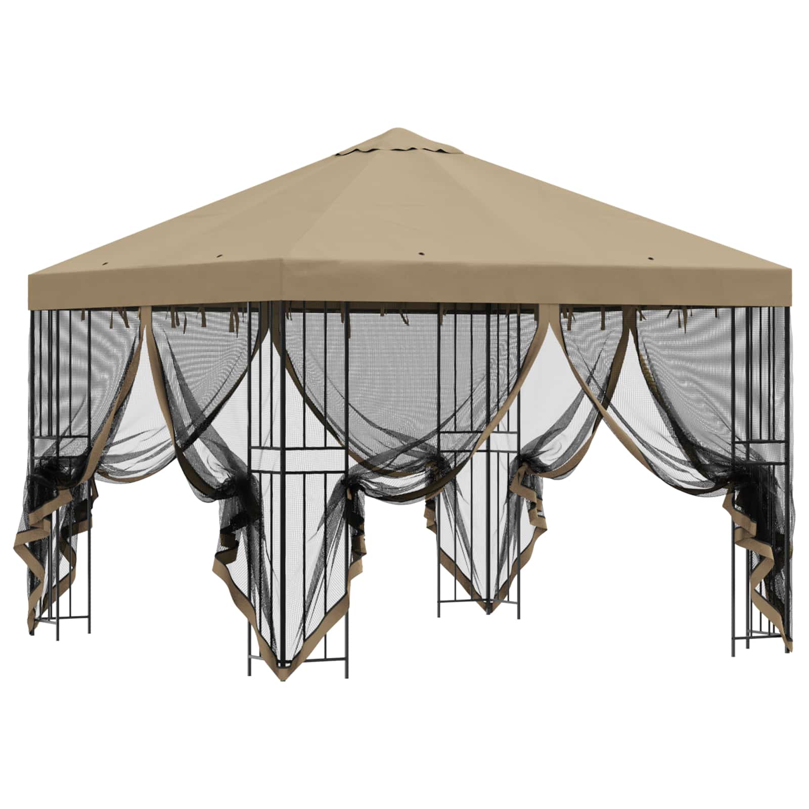 Garten Pavillon mit Seitenwänden 3 x 3 m Beige