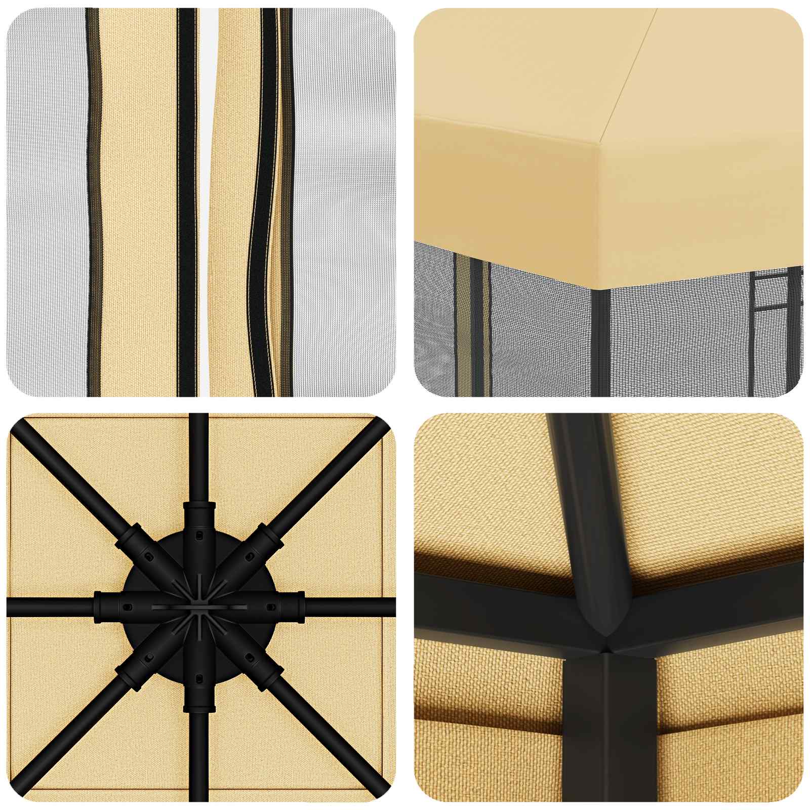 Garten Pavillon mit Seitenwänden 3 x 3 m Creme