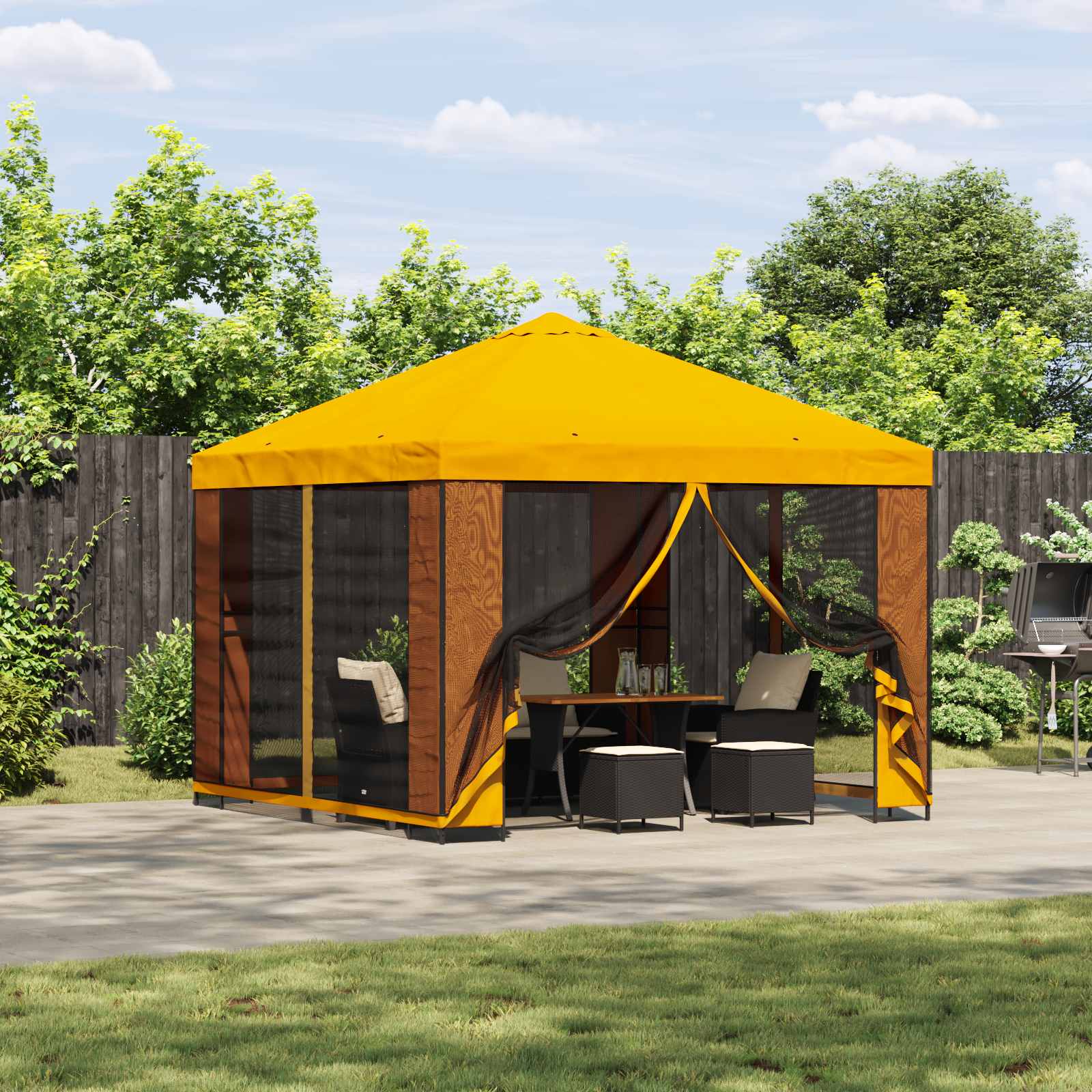Garten Pavillon mit Seitenwänden 3 x 3 m Gelb