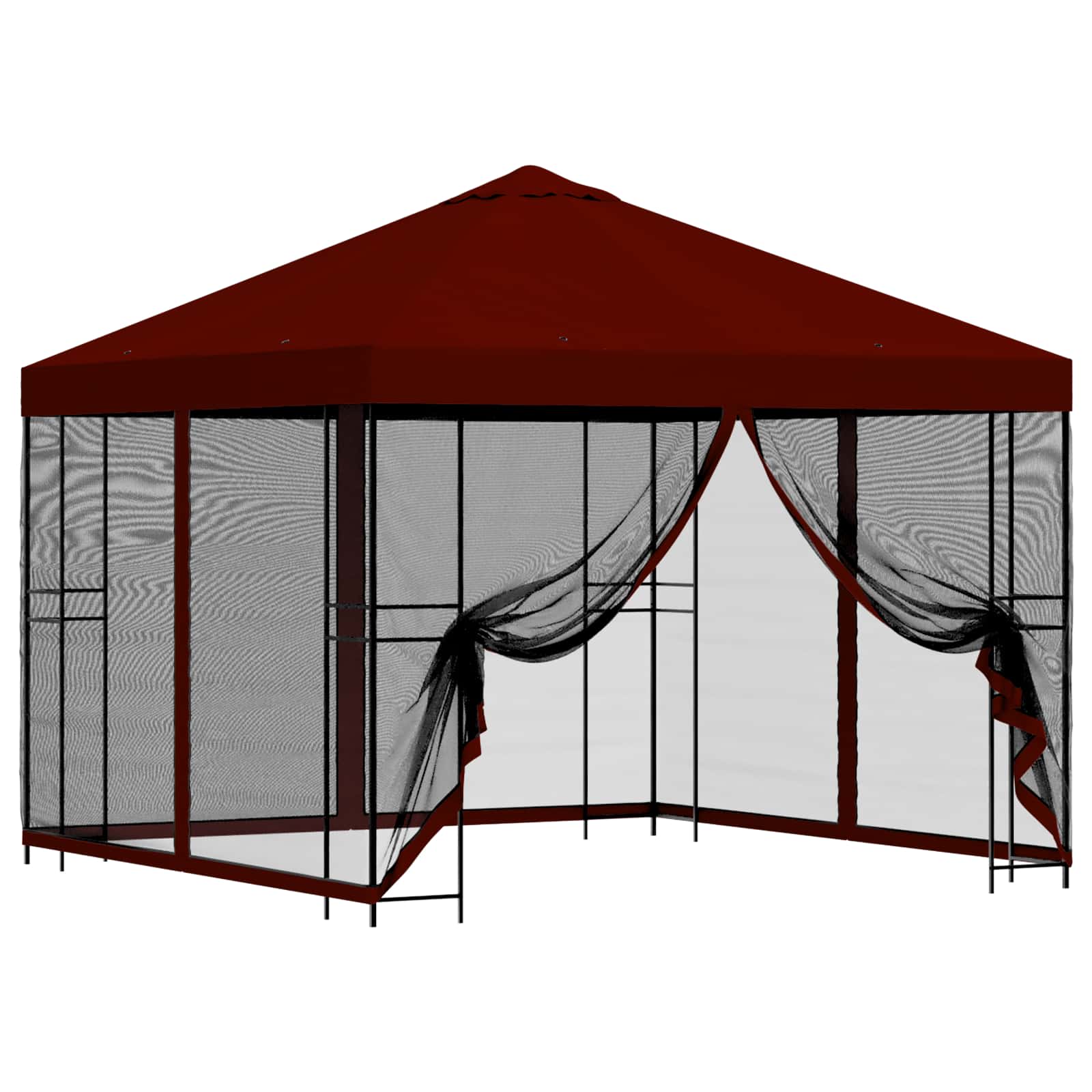 Garten Pavillon mit Seitenwänden 3 x 3 m Bordeauxrot