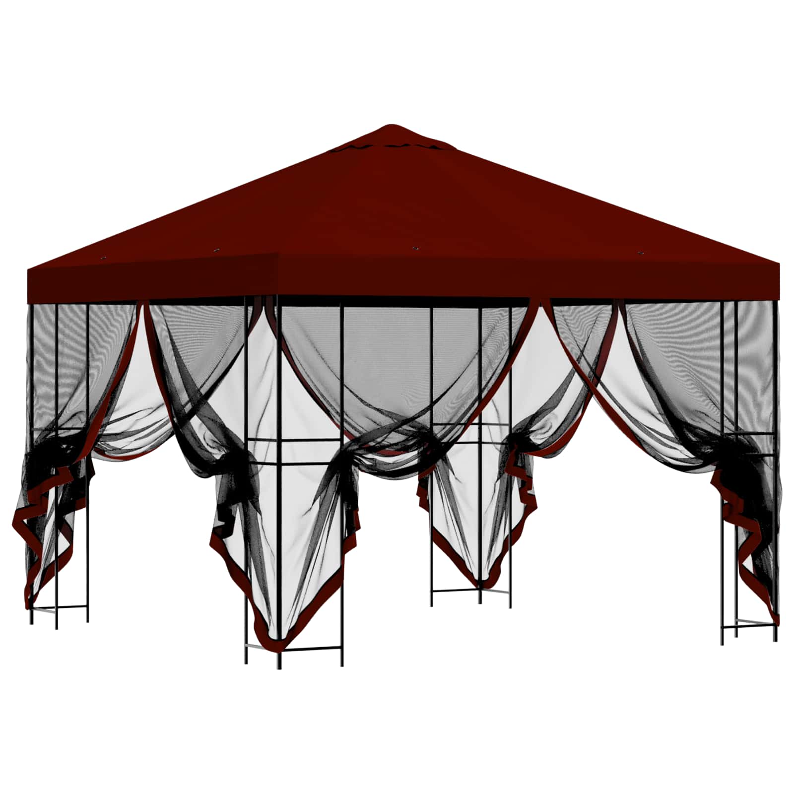 Garten Pavillon mit Seitenwänden 3 x 3 m Bordeauxrot
