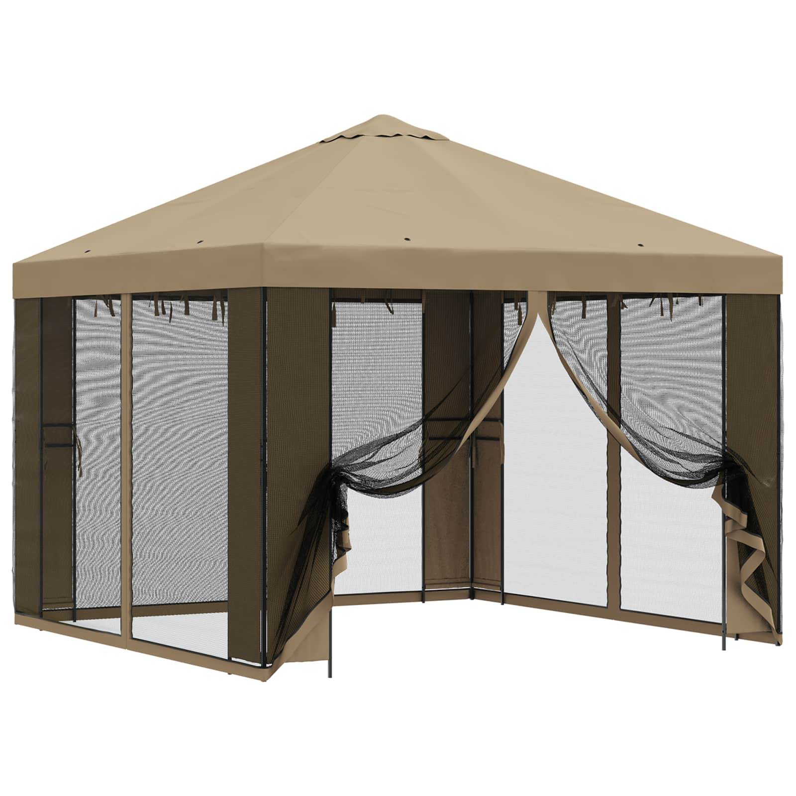 Garten Pavillon mit Seitenwänden 3 x 3 m Beige