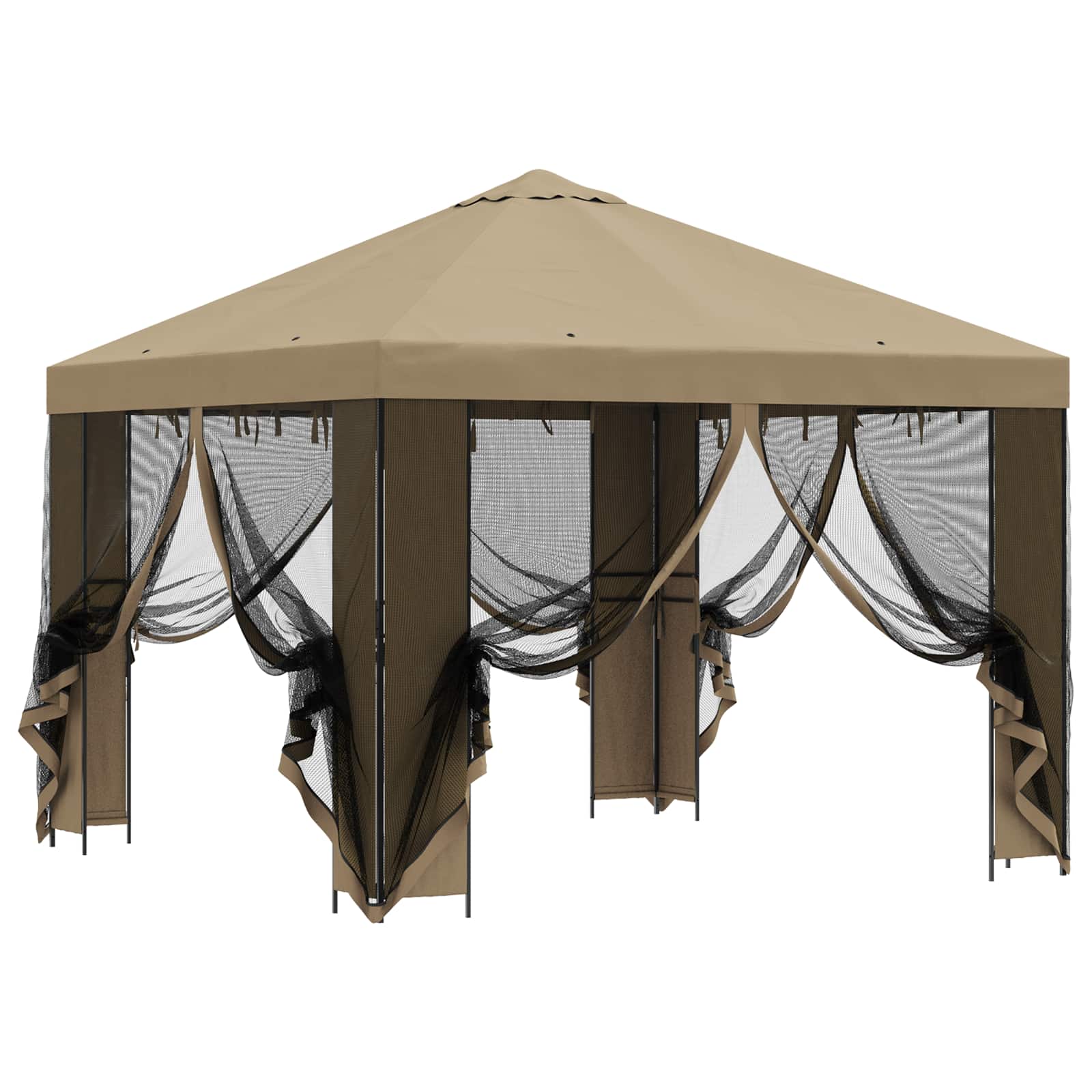 Garten Pavillon mit Seitenwänden 3 x 3 m Beige