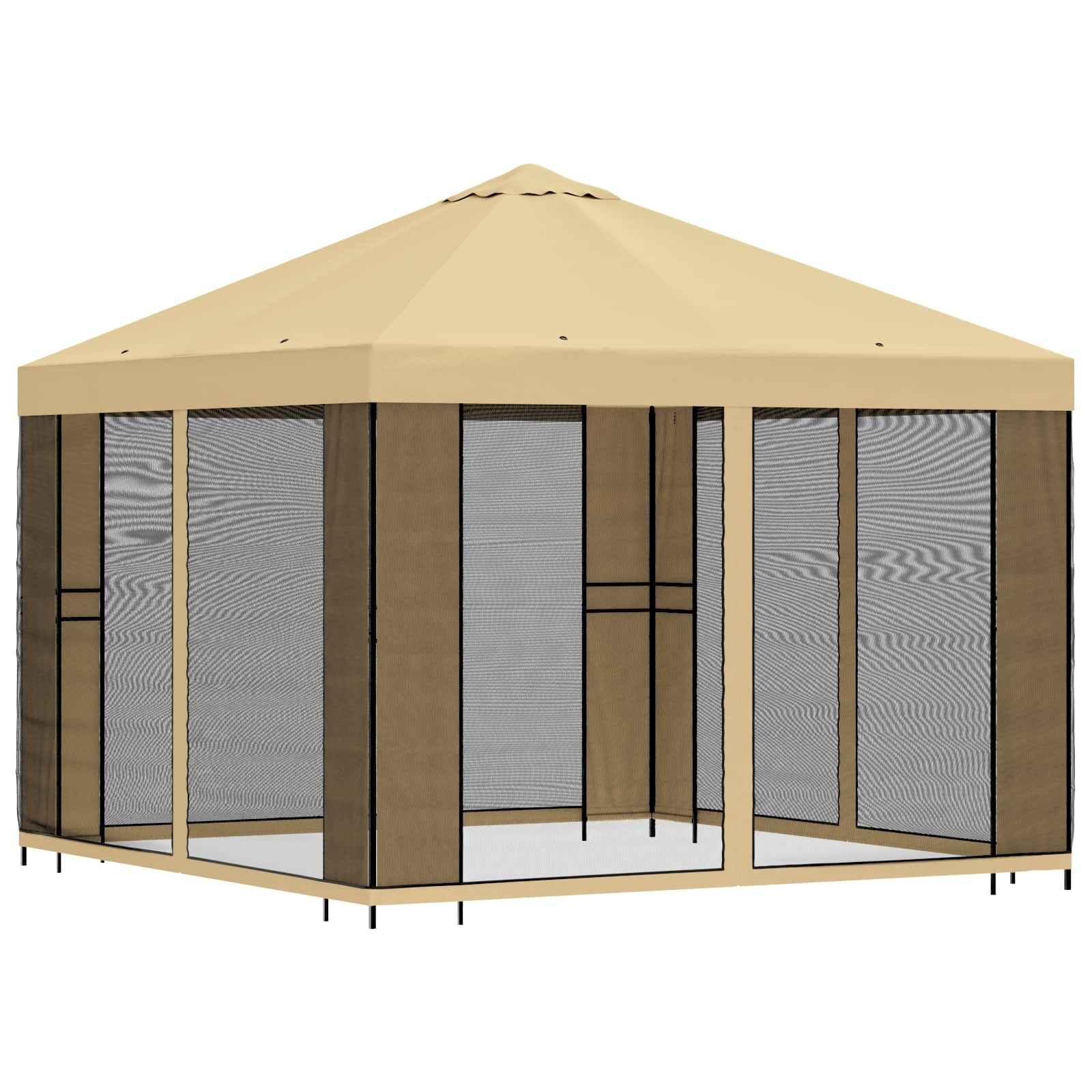 Garten Pavillon mit Seitenwänden 3 x 3 m Creme