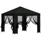 Garten Pavillon mit Seitenwänden 3 x 3 m Schwarz