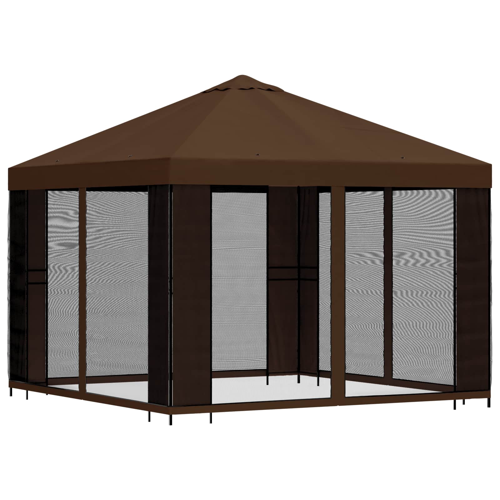Garten Pavillon mit Seitenwänden 3 x 3 m Braun