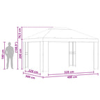 Pavillon 4 x 3 m Taupe Polyester und Stahl 190 gsm