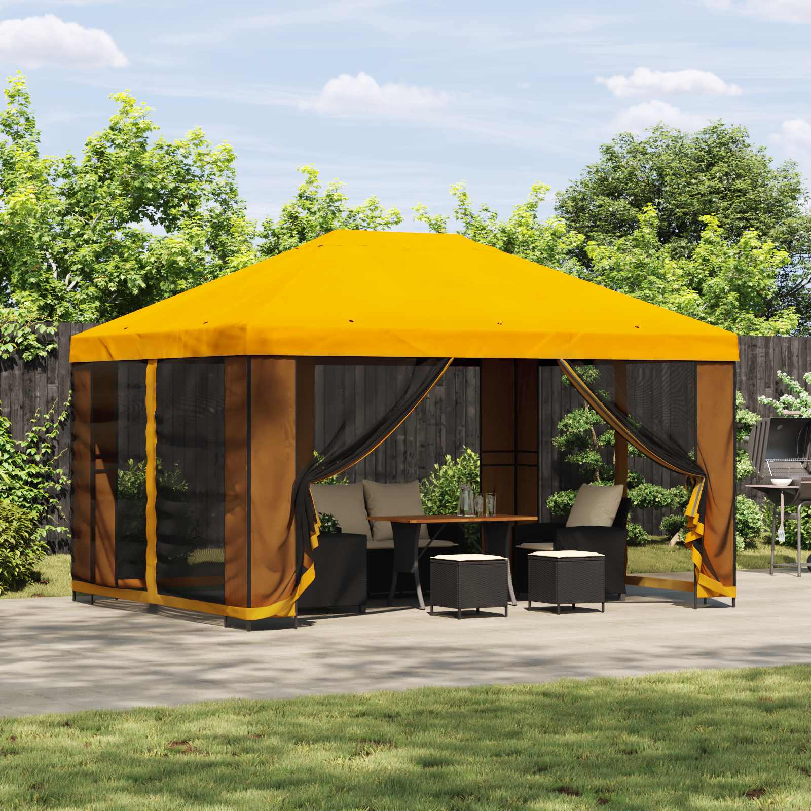 Pavillon 4 x 3 m Gelb Polyester und Stahl 190 gsm