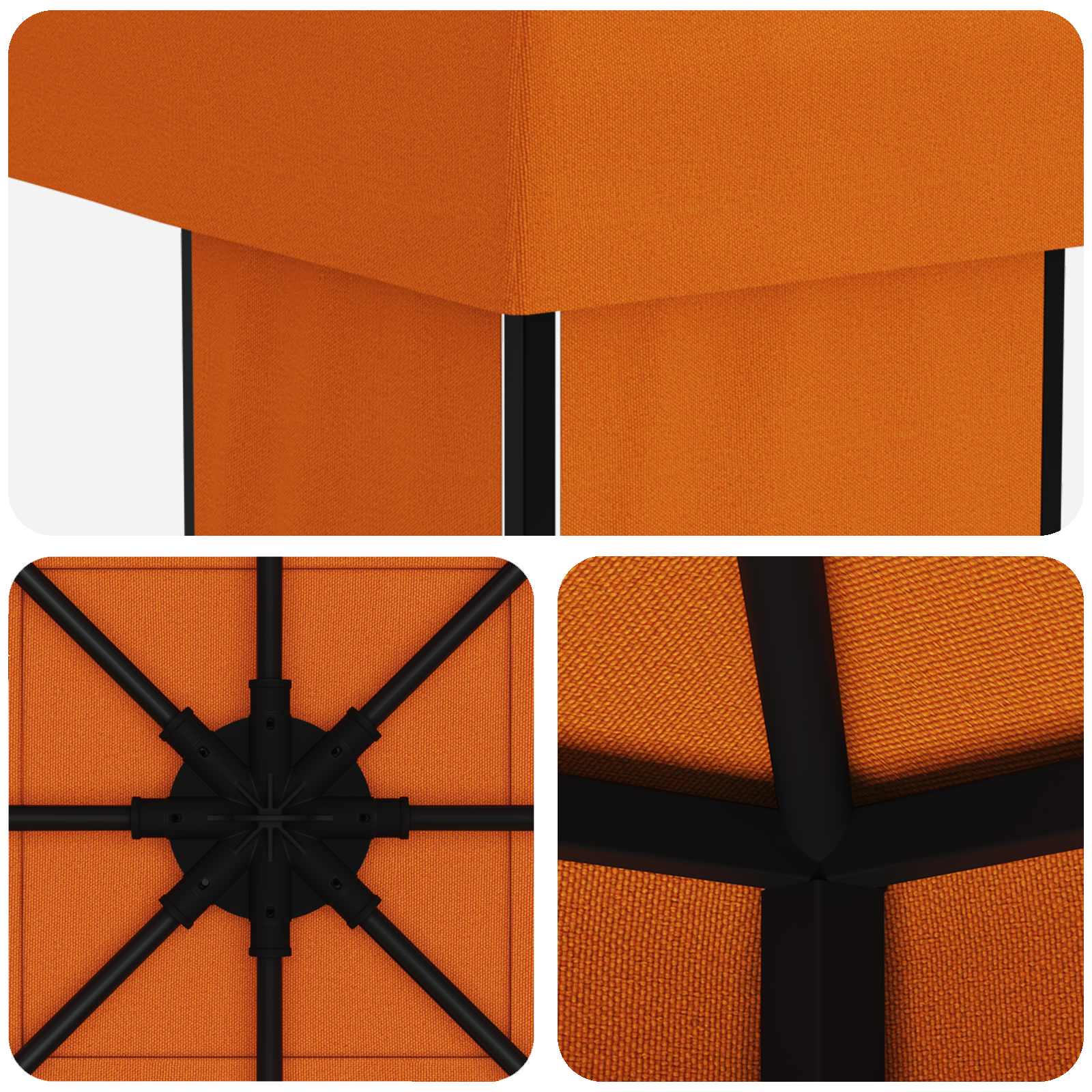 Pavillon 4 x 3 m Orange Polyester und Stahl 190 gsm