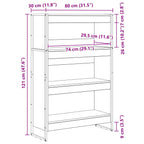 Bücherregal Schwarz Eichen-Optik 80 x 30 x 121 cm Holzwerkstoff