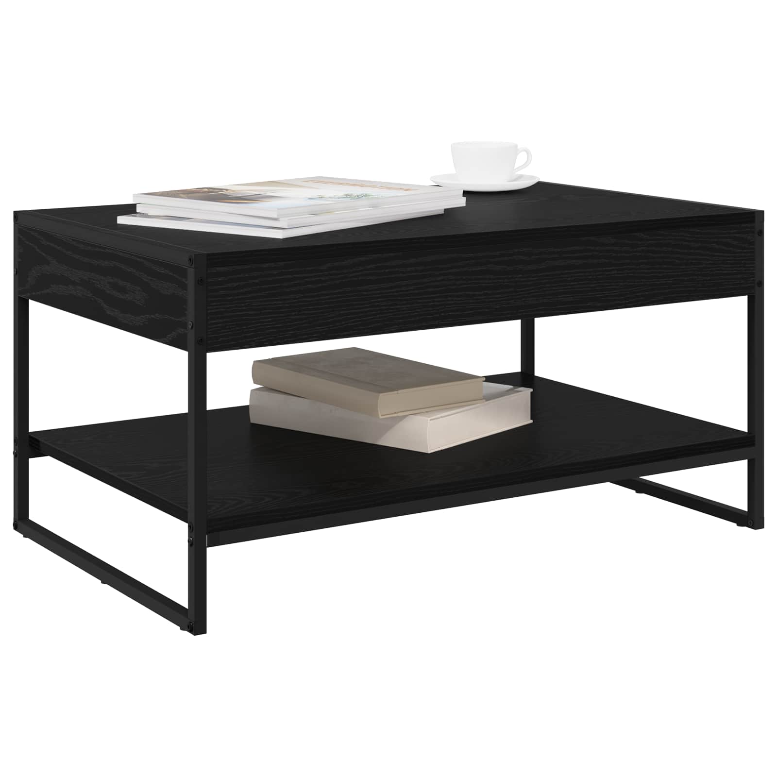 Couchtisch Schwarz Eichen-Optik 80 x 50 x 40 cm Holzwerkstoff