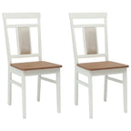 Esszimmerstuhl 2 pcs Weiß und Natur Massives Gummiholz