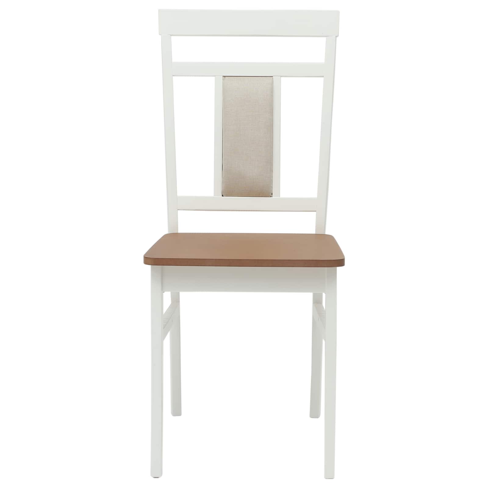 Esszimmerstuhl 2 pcs Weiß und Natur Massives Gummiholz