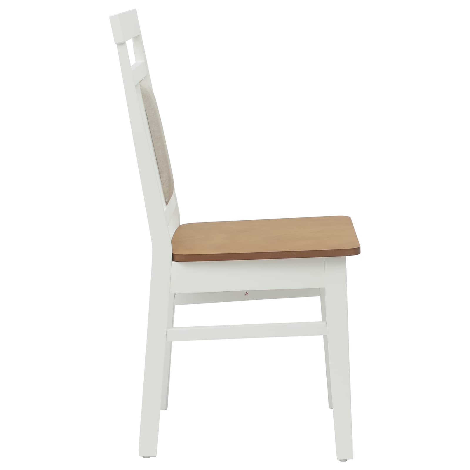 Esszimmerstuhl 2 pcs Weiß und Natur Massives Gummiholz