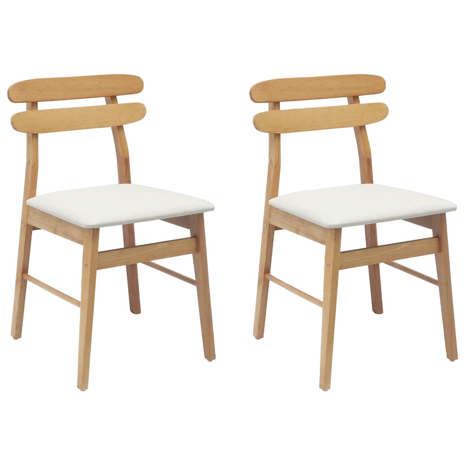 Esszimmerstuhl 2 pcs Natürlich und hell Massives Gummiholz