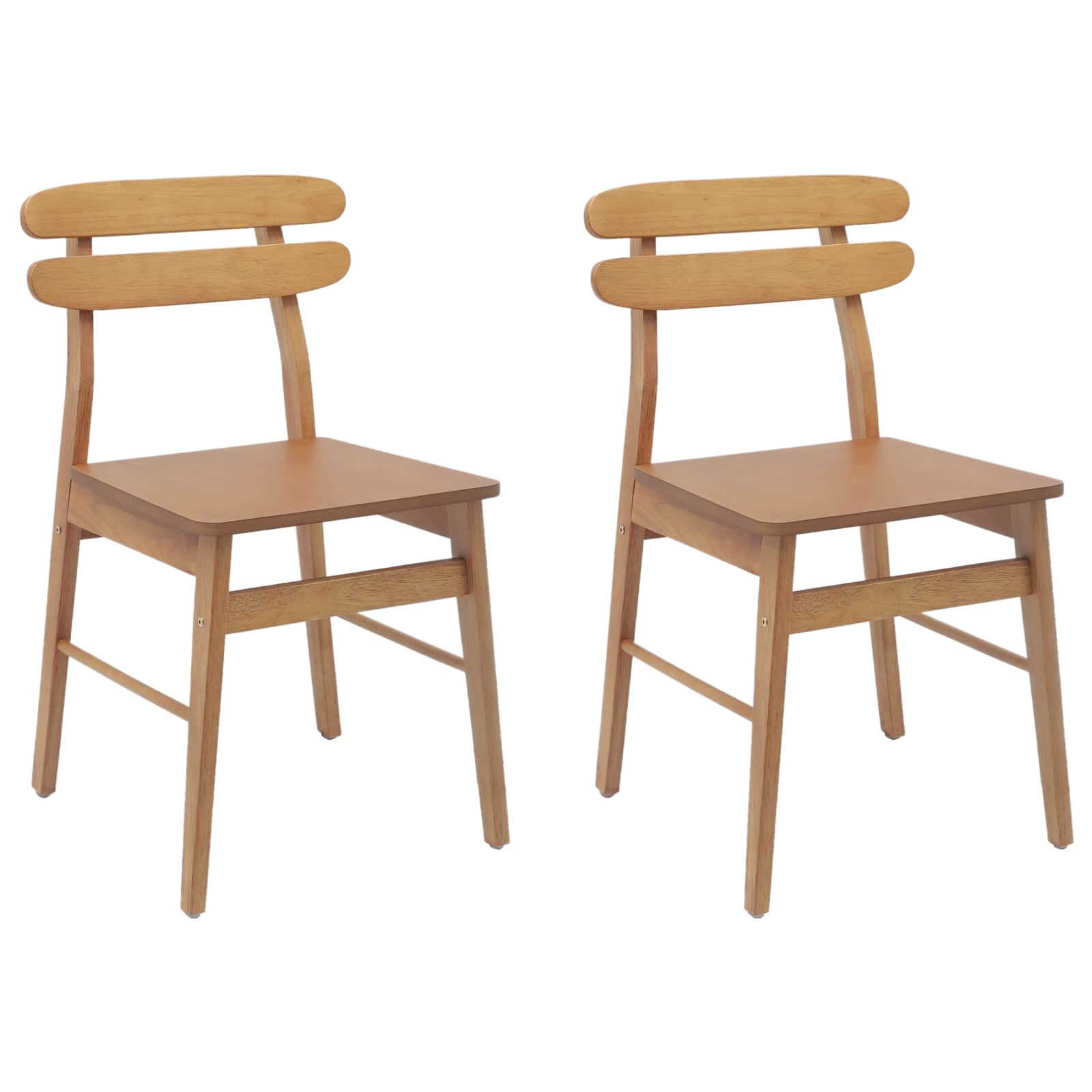 Esszimmerstuhl 2 pcs Natur Massives Gummiholz