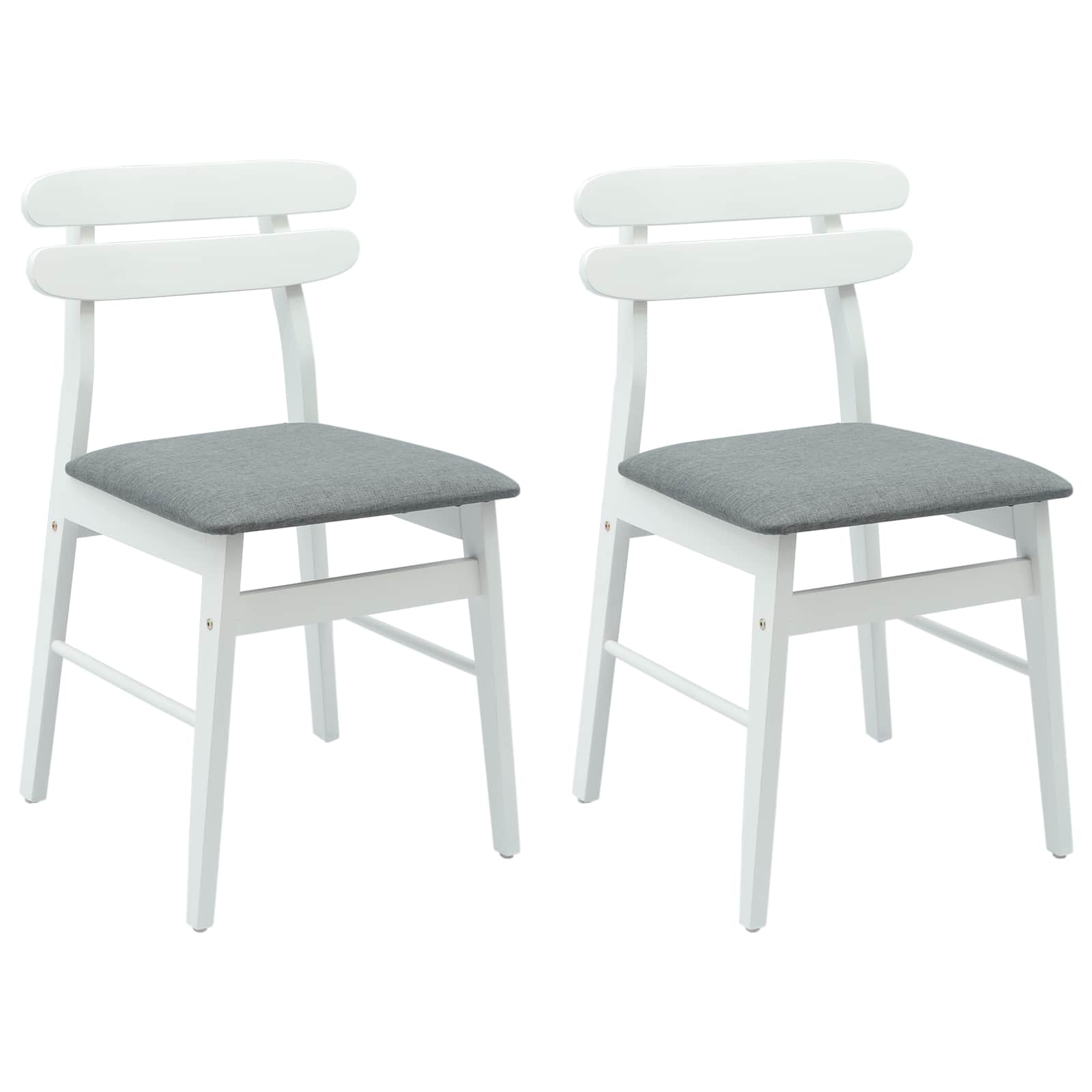 Esszimmerstuhl 2 pcs Weiß und Grau Massives Gummiholz