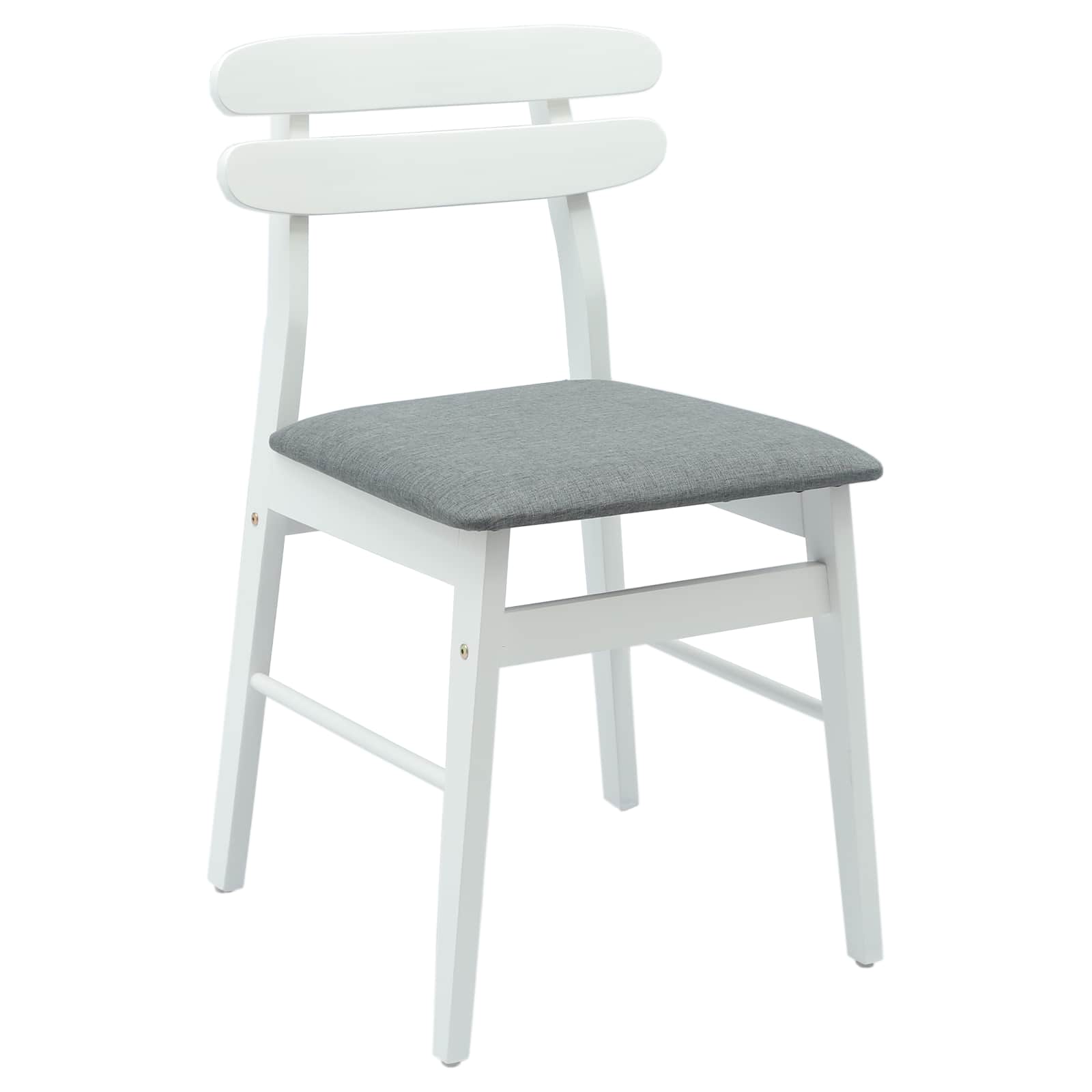 Esszimmerstuhl 2 pcs Weiß und Grau Massives Gummiholz