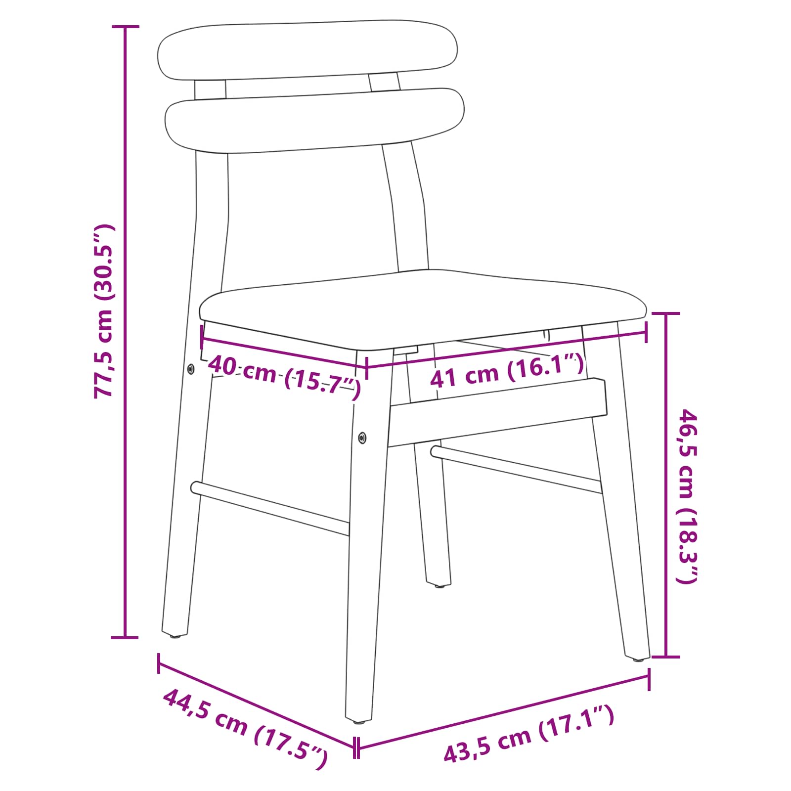 Esszimmerstuhl 2 pcs Weiß und Grau Massives Gummiholz
